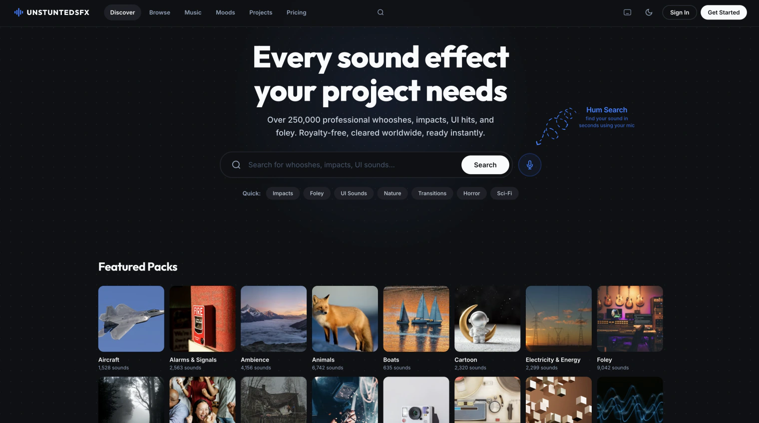 Unstuntedsfx sound effects library interface